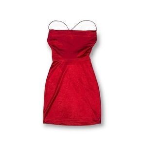 RED SKIN TIGHT BACKLESS DRESS